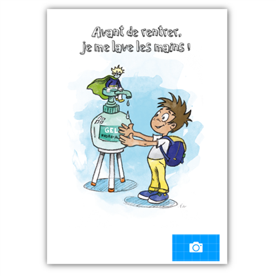 Affiche MASK'OTT - Se laver les mains - Gel Hydro-alcoolique - Format A3