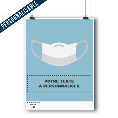 Affiche COVID-19 Personnalisable "PORT DU MASQUE OBLIGATOIRE" - <b>FORMAT 600x800</b>