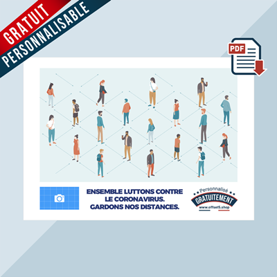 Affichette COVID-19 PDF <b>PERSONNALISABLE & GRATUITE</b> "DISTANCIATION SOCIALE"