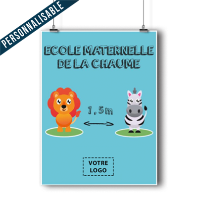Affiche Personnalisable "DISTANTICATION SOCIALE" animaux - Format 300 x 400