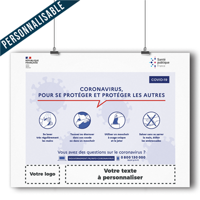 Affiche COVID-19 Personnalisable "Gestes Barrières" - Format 800x600